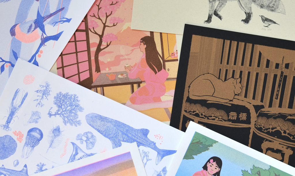 boutique amypiou illustration stickers risographies print