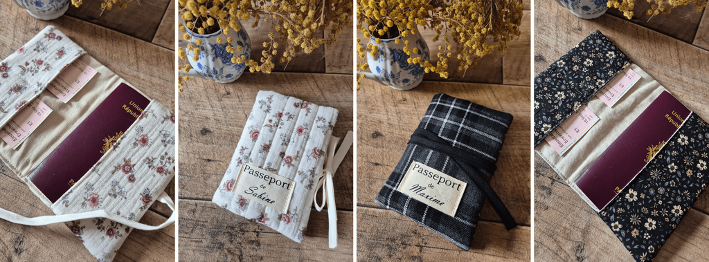 Protège-passeport personnalisé en coton fait main made in France un idée cadeau génial pour globe-trotter 