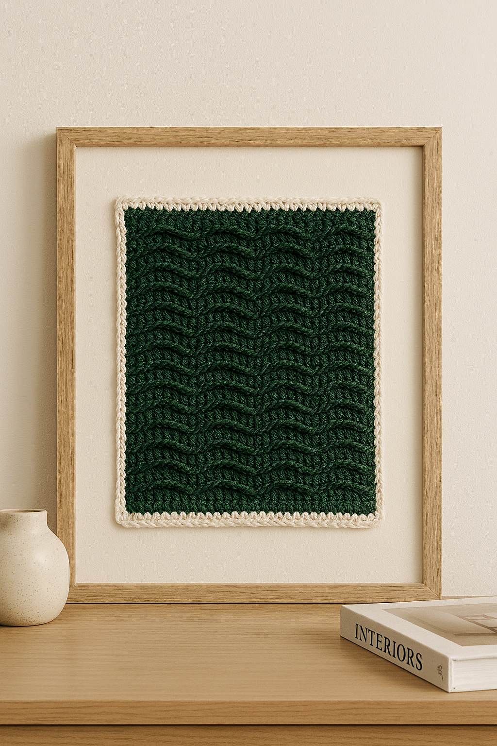 Contemporary fibre-art wall piece from the Freeform collection by GlySta Studio, exploring sculptural textile composition and open-form crochet construction.