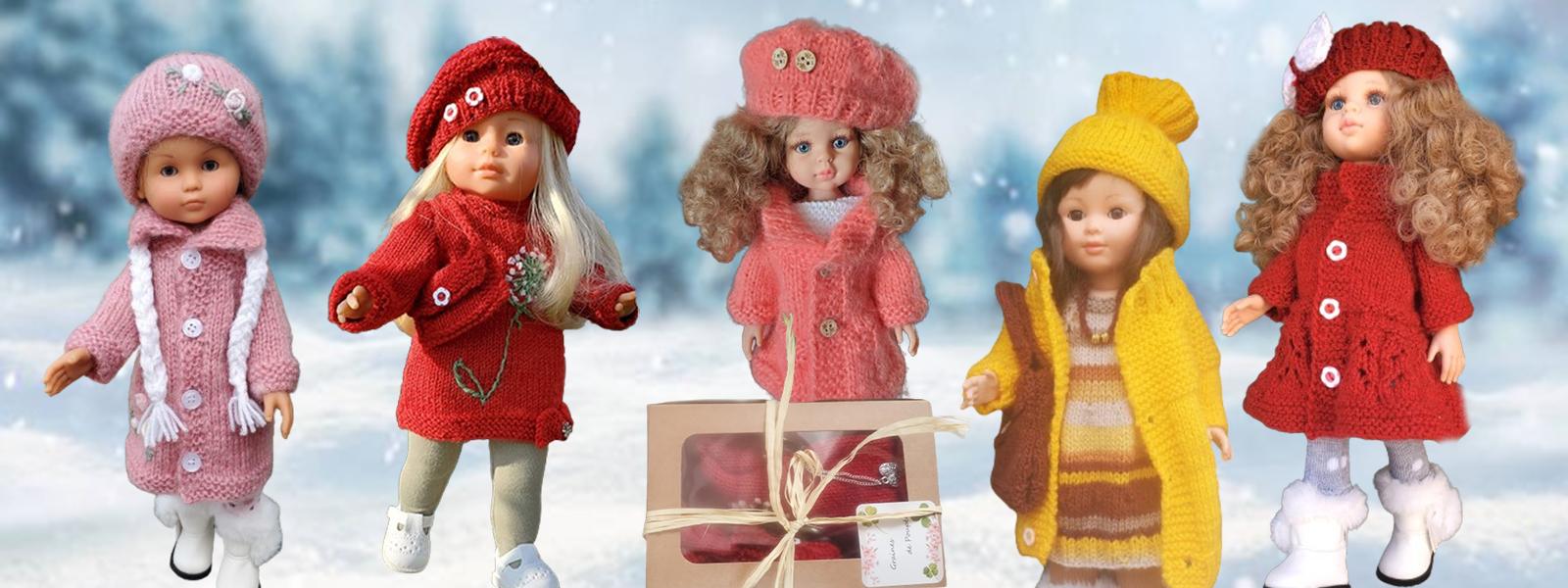 Vêtements de poupée de Noël, haut d'hiver, jupe et écharpe rayée pour poupée de 17 cm/15 cm, ensemble d'accessoires de costume de Noël mignons (avec chapeau