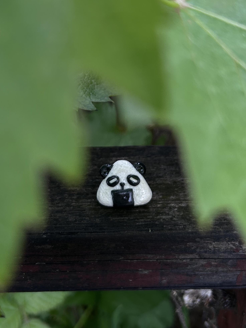 cute panda polymer clay pin, Japanese onigiri 