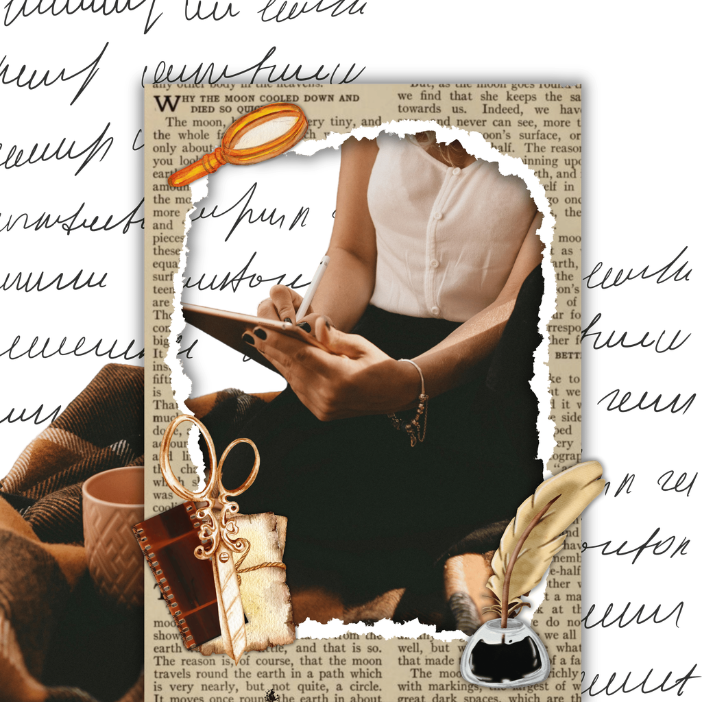 Image cosy d'une femme qui écrit - style vintage 