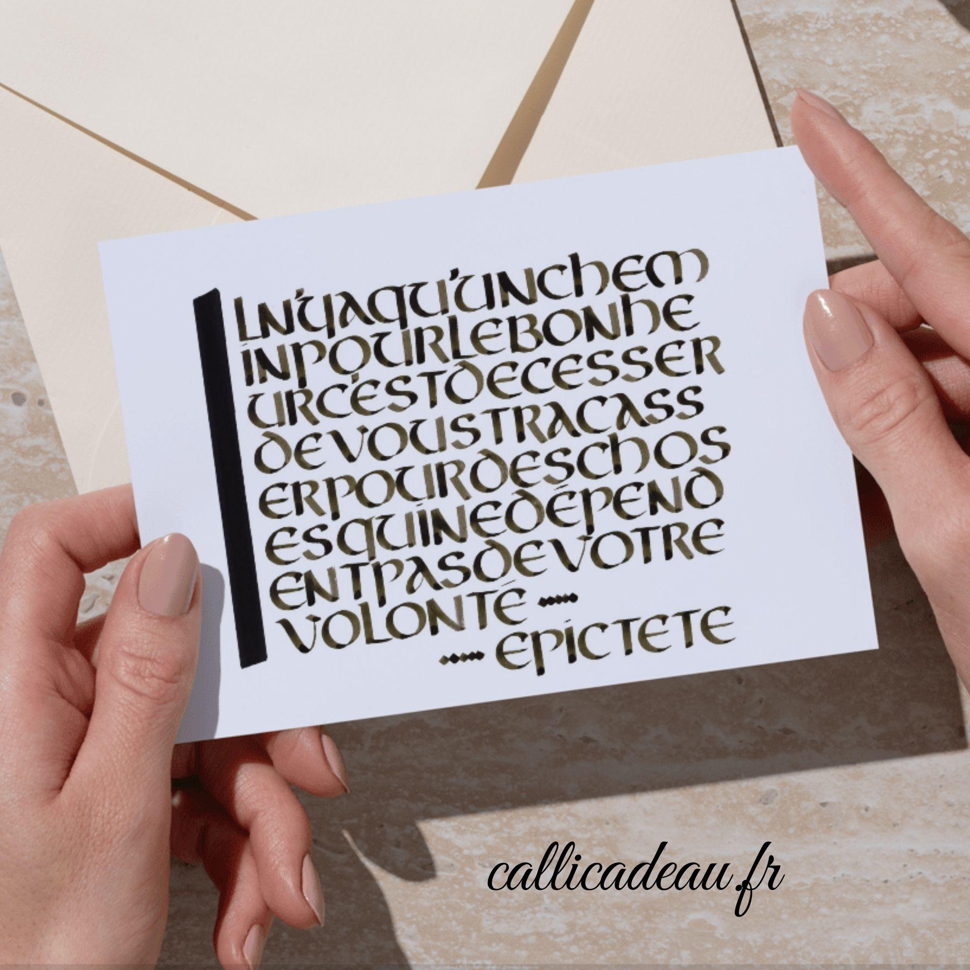 Cartes artistiques Callicadeau Cadeaux Calligraphiés