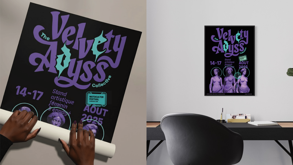 Illustration féministe “The Velvety Abyss Collective”, célébrant la force et la créativité des femmes, par Rebecca Bedelia