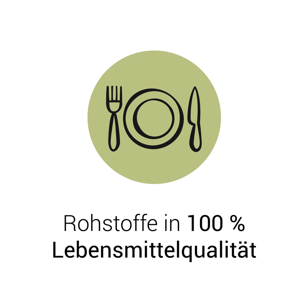 Rohstoffe in 100%
Lebensmittelqualität