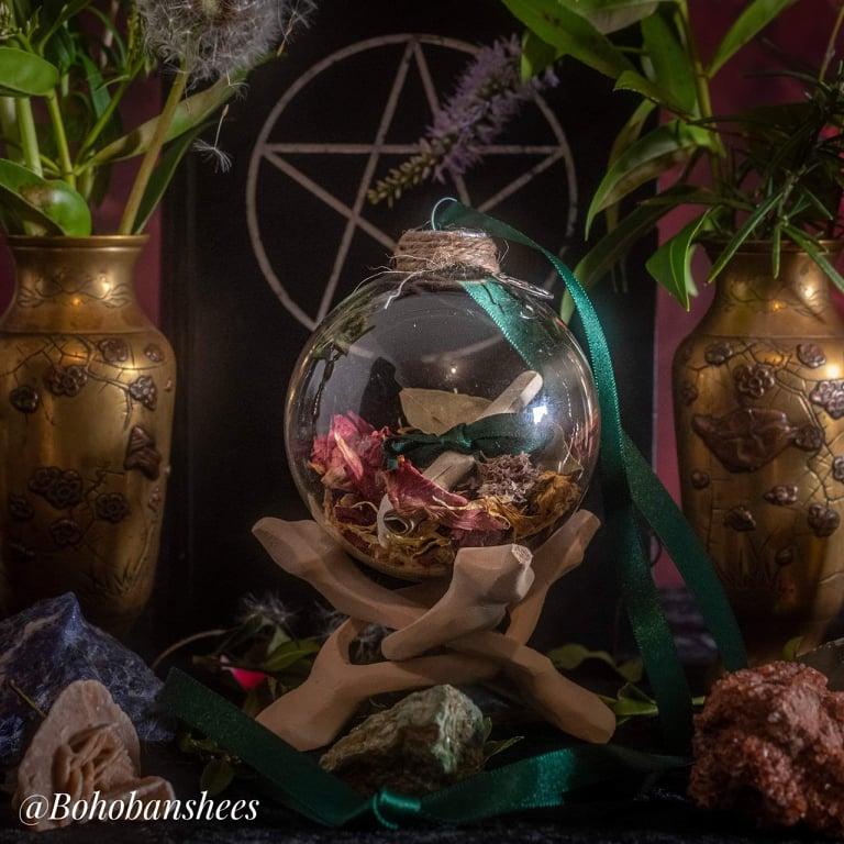 Witch balls, hanging charms and talisman for good luck, protection, good sleep, love and house blessings