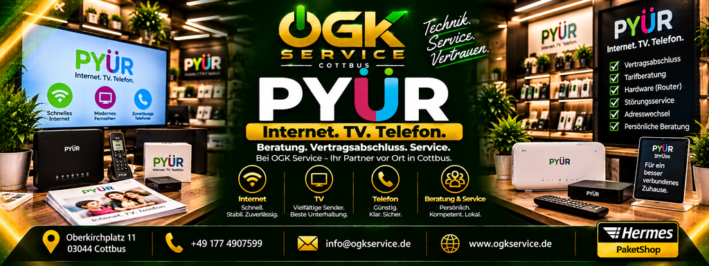 PYÜR Internet, TV & Telefon – Beratung und Vertragsabschluss bei OGK Service Cottbus