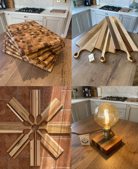 wooden chopping boards stacked on top of each other.