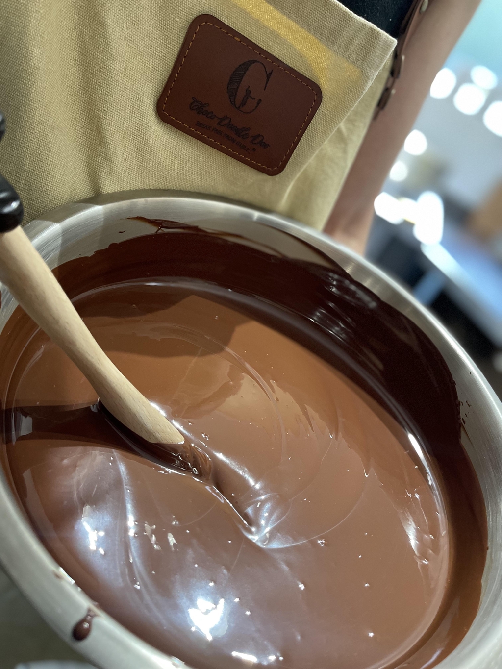 smooth chocolate is ready to go into the moulds