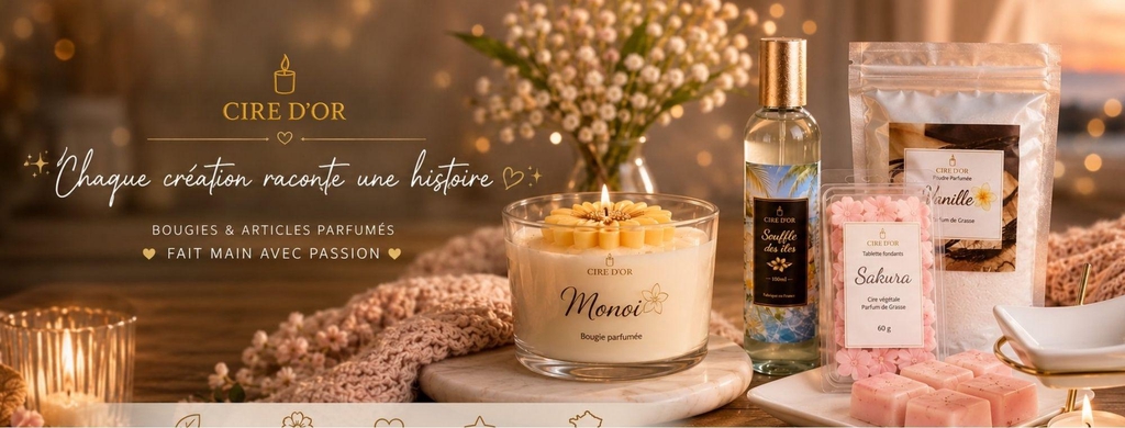 Créations parfumées artisanales Cire d'Or – Bougies, sprays et fondants fabriqués en Charente-Maritime