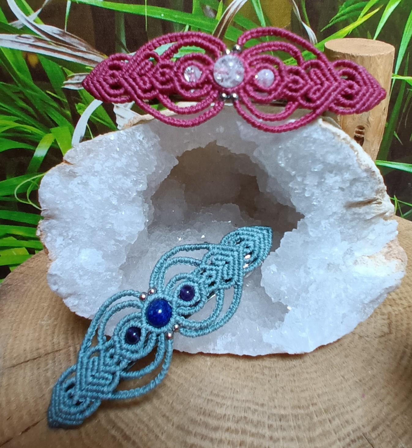 Barrettes macramé & pierres