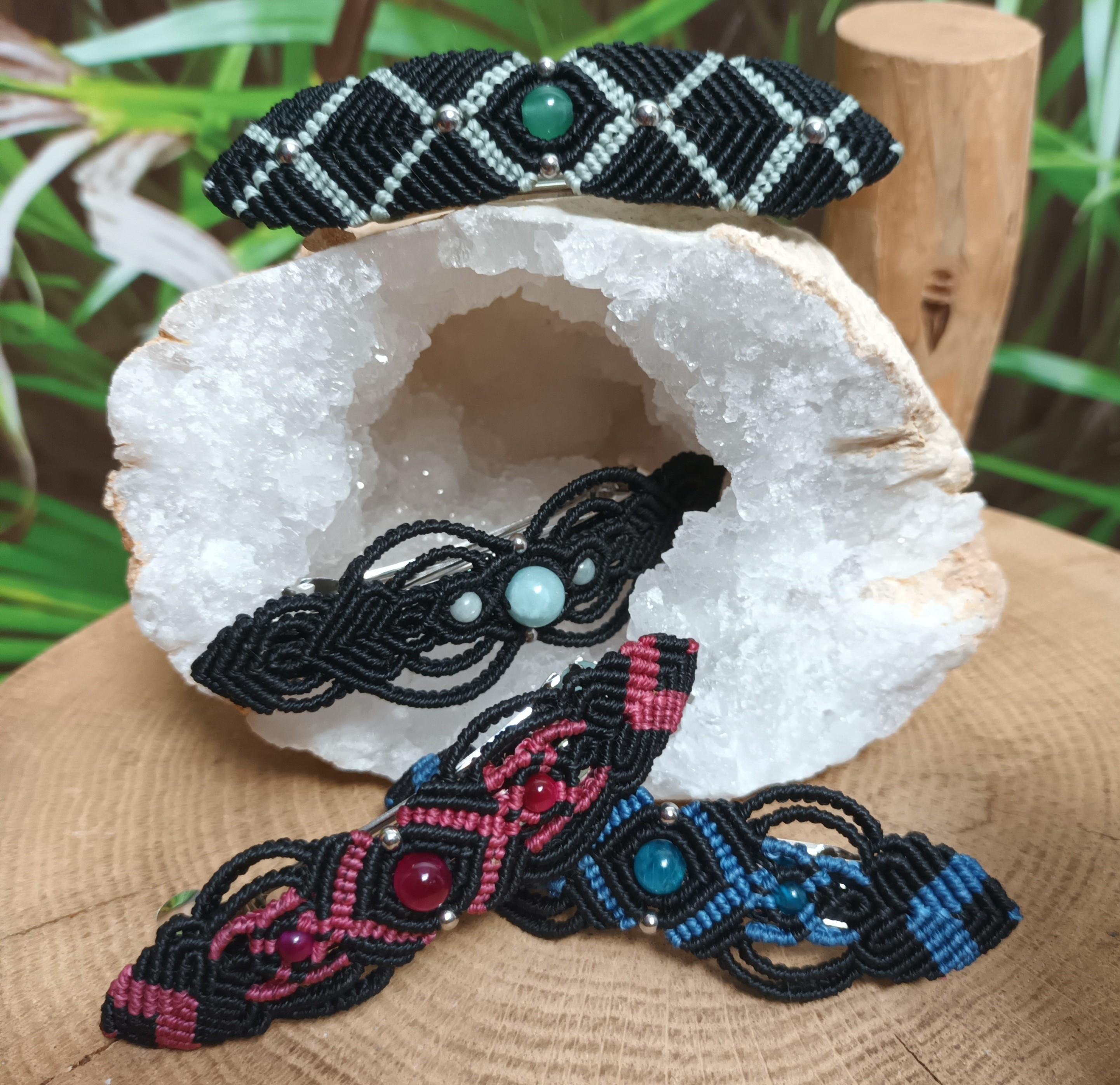 Barrettes macramé & pierres