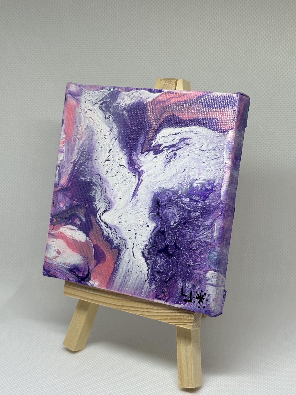tableau toile sur châssis bois en peinture acrylique pouring