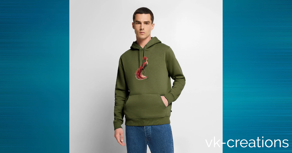 T-shirt Rosie de VK Créations porté par un homme, illustré avec la créature légendaire de l'univers cinématographique sur un t-shirt vert.