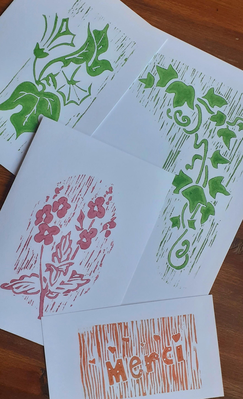 Carte de vœux linogravure au motif de votre choix sur commande