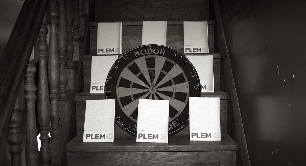 PLEM – Zine Archive n° 1, illustration d’une cible intitulée « Neither One Nor the Other », explorant l’ambiguïté et les contrastes à travers un dessin minimaliste et expressif