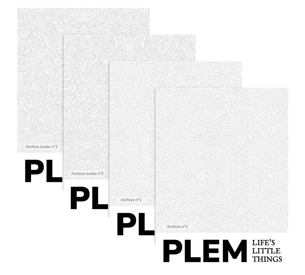 PLEM – Collection intégrale des zines français, vue des couvertures avant, mettant en scène l’ensemble des numéros dans une présentation graphique épurée et artistique