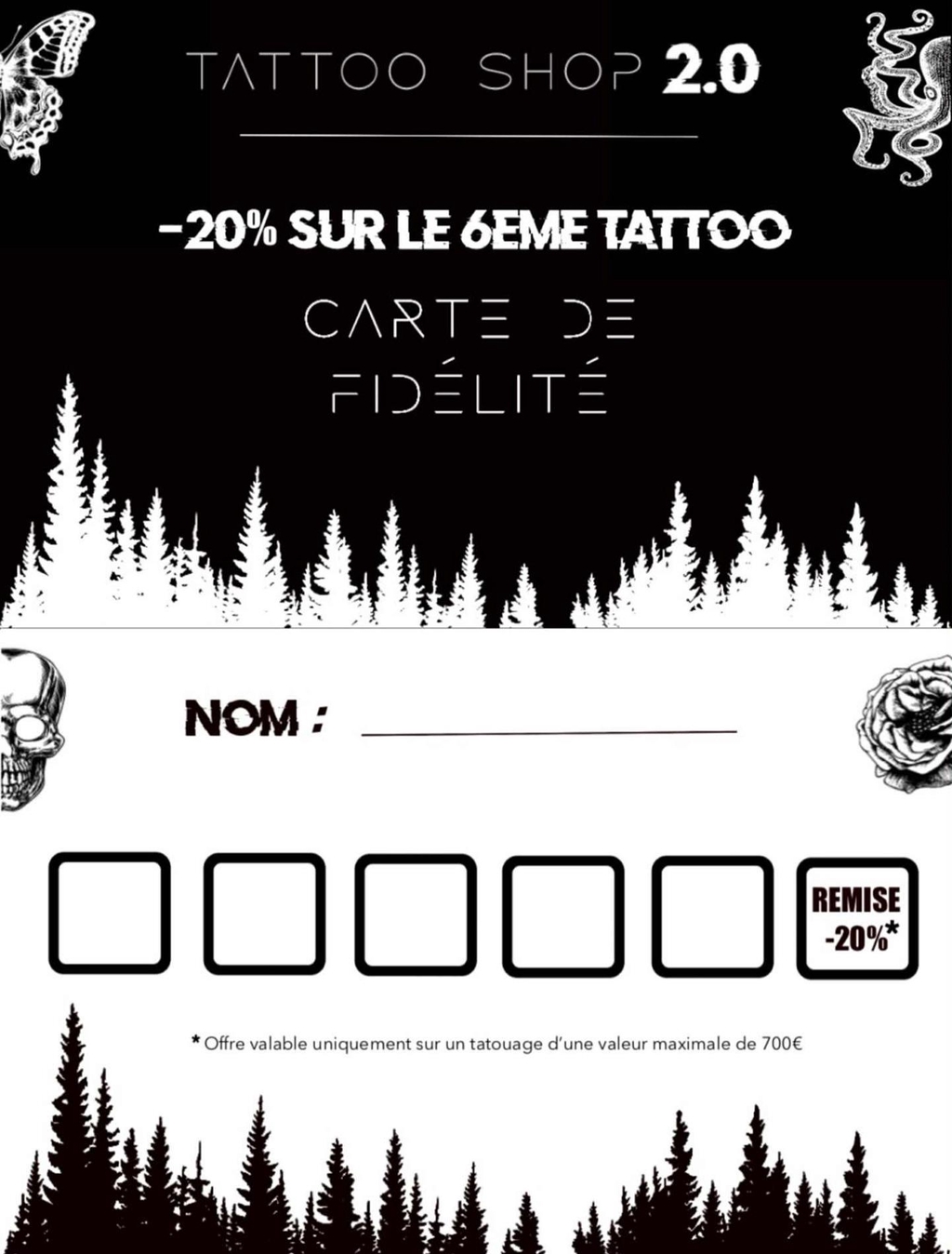 Carte de fidélité disponibles au studio avec une réduction de 20%.
