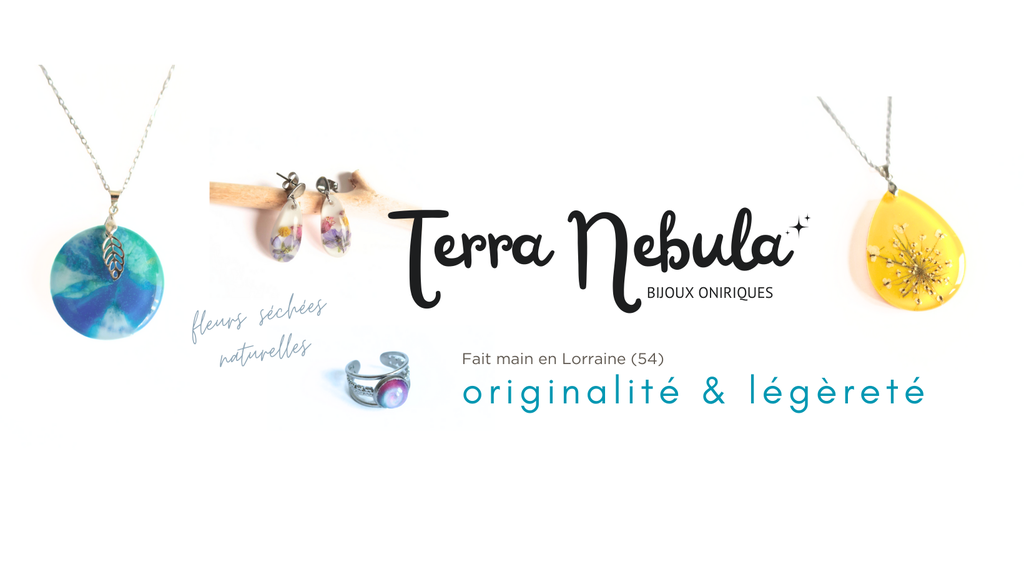 Idées cadeaux sélection bijoux Terra Nebula Bijoux oniriques Lorraine Pompey Nancy fait main artisanat pièces uniques créatrice résine époxy