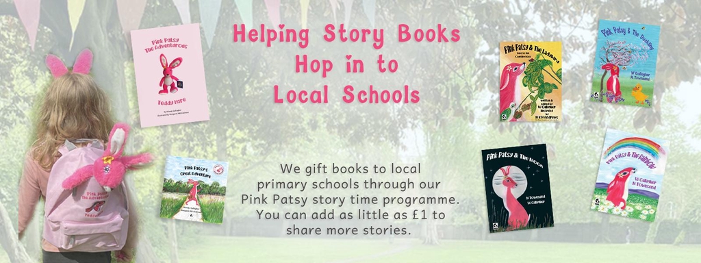 Donate Pink Patsy sleepover set for schools and nurseries.  Written by Wendy Gallagher and artist Margaret KM Townsend.  Magmay Books
