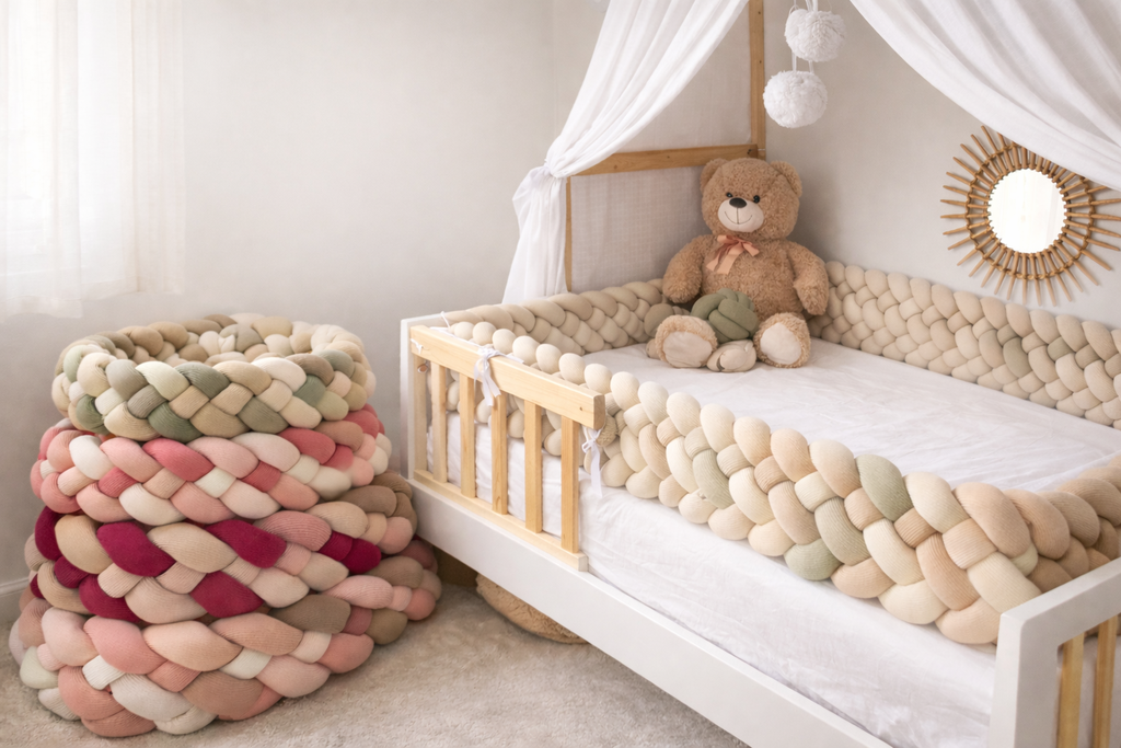 Tresses de lit bébé artisanales
Bienvenue chez L’atelier des Tresses du Hibou, un atelier spécialisé dans la fabrication de tresses de lit bébé artisanales. Nos tresses sont confectionnées à la main avec soin afin d’apporter douceur, confort et élégance à la chambre de votre enfant.
La tresse de lit bébé, également appelée tour de lit tressé, est devenue un élément incontournable pour aménager une chambre d’enfant. À la fois décorative et fonctionnelle, elle protège bébé contre les barreaux du lit tout en créant un cocon rassurant.
Dans notre atelier, chaque tresse de lit est réalisée artisanalement avec des tissus doux et résistants afin d’offrir un produit durable et confortable.
Une fabrication artisanale
Toutes nos tresses de lit bébé sont fabriquées à la main dans notre atelier. Chaque pièce est réalisée avec minutie afin de garantir une finition soignée et une qualité optimale.
Nos tresses sont composées de tissus sélectionnés pour leur douceur et leur résistance. Le rembourrage permet d’obtenir une tresse de lit épaisse et confortable qui apporte une protection douce pour le lit de bébé.
La fabrication artisanale permet également de proposer des tresses de lit sur mesure, adaptées aux différents types de lits :
lit bébé classique
lit cabane
lit enfant
tour de parc
Grâce à leur design élégant, nos tresses de lit tressées s’intègrent parfaitement dans toutes les décorations de chambre bébé.
Plusieurs tailles et couleurs
Afin de s’adapter à chaque lit, nous proposons différentes longueurs de tresses de lit bébé. Il est ainsi possible de choisir la taille idéale pour entourer tout ou partie du lit.
Nos tresses sont également disponibles dans plusieurs couleurs douces et naturelles qui s’accordent parfaitement avec l’univers de la chambre d’enfant :
beige
lin
taupe
blanc cassé
et d’autres teintes harmonieuses.
Ces couleurs permettent de créer une atmosphère chaleureuse et apaisante dans la chambre de votre bébé.
Une tresse de lit adaptée à chaque chambre
La tresse de lit bébé est aujourd’hui un accessoire incontournable de la décoration de chambre d’enfant. Elle apporte une touche esthétique tout en offrant un environnement confortable pour bébé.
Placée le long des barreaux du lit, la tresse de lit tressée crée un espace doux et sécurisé. Elle peut également être utilisée dans un lit cabane, un parc bébé ou comme élément décoratif dans la chambre.
Grâce à sa forme tressée et à son rembourrage moelleux, la tresse devient un véritable cocon pour votre enfant.
L’atelier des Tresses du Hibou
En choisissant L’atelier des Tresses du Hibou, vous choisissez une fabrication artisanale, réalisée avec passion et attention aux détails.
Chaque tresse de lit bébé est confectionnée à la commande afin de garantir un produit unique et de qualité. Notre objectif est de proposer des créations douces, durables et adaptées à l’univers de l’enfance.
Découvrez notre collection de tresses de lit artisanales et créez une chambre de bébé élégante, confortable et pleine de douceur.