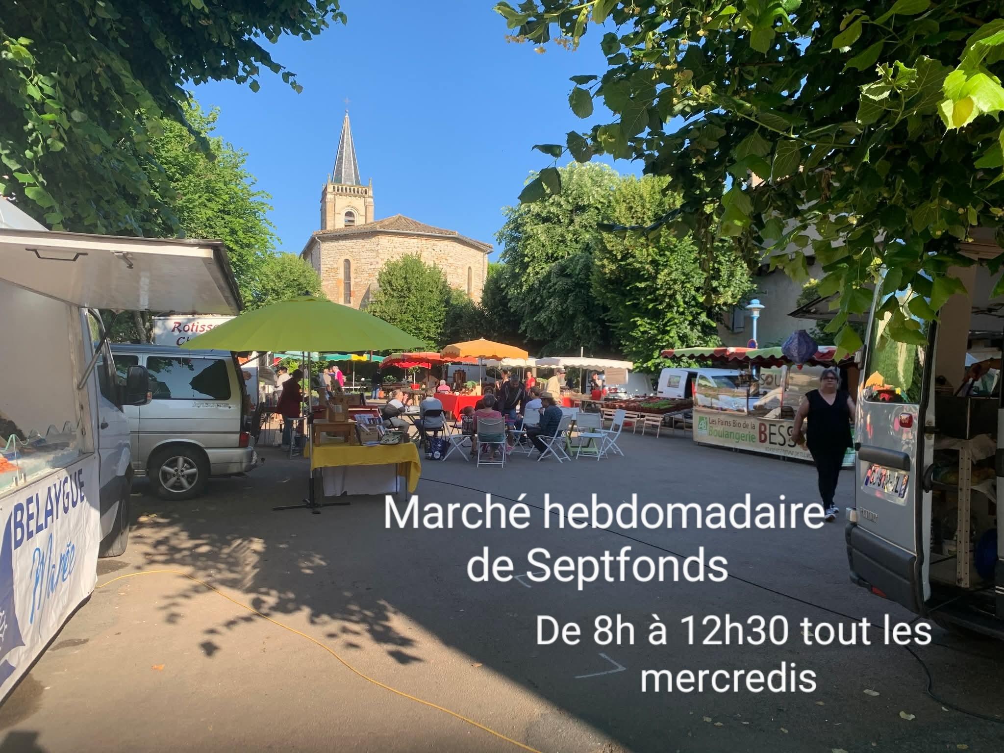 Marché hebdomadaire de Septfonds
Tout les mercredis matin de 8h à 12h30