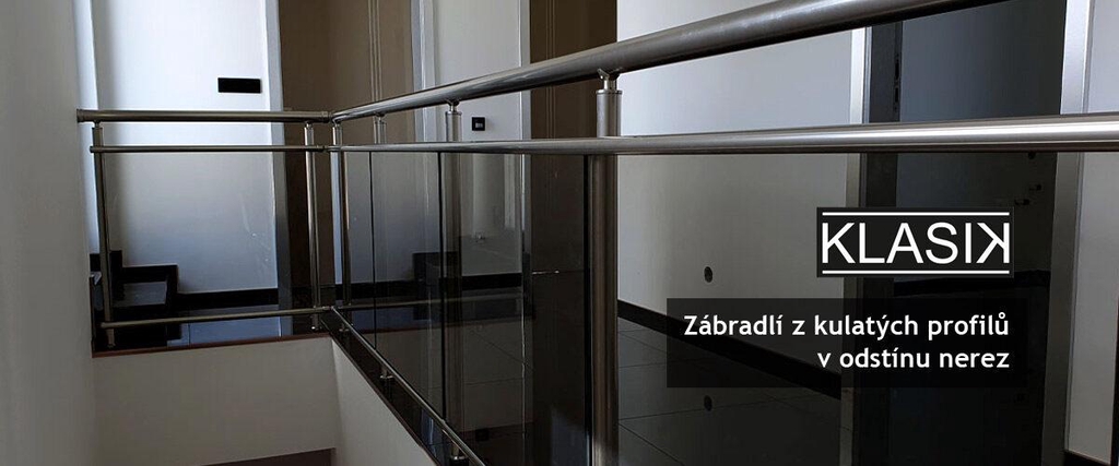 Zábradlí z kulatých profilů v odstínu nerez