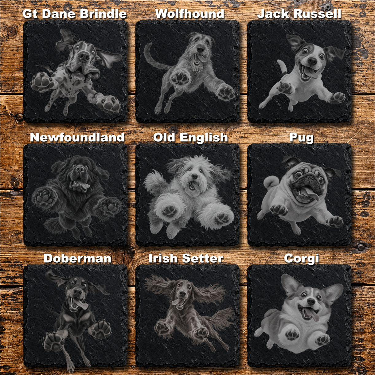 Barking Mad dog collection featuring playful dog breed designs by Heilan Coo Studios