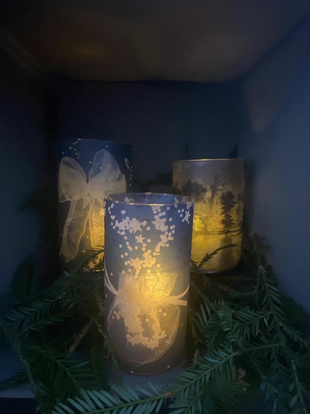 Original Glass Cyanotype Luminaries