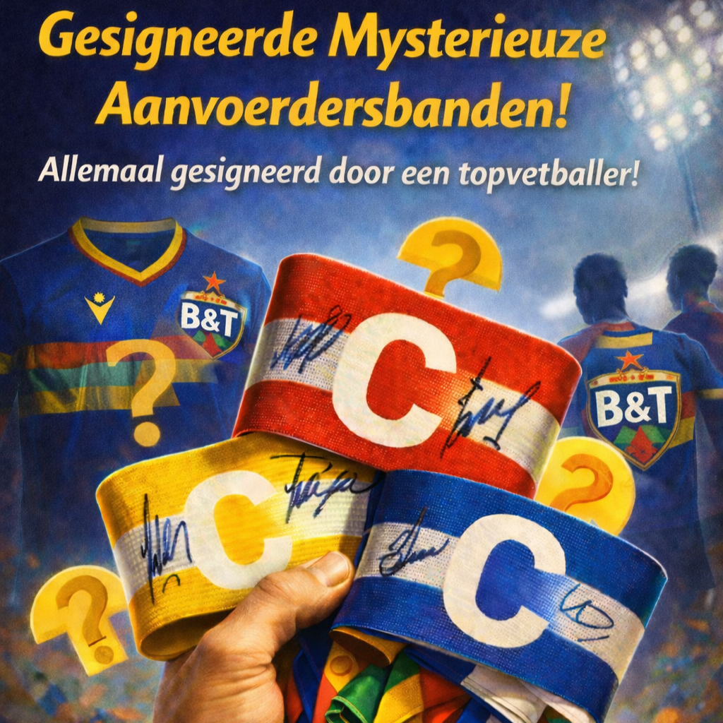 Gesigneerde Mysterie Aanvoerdersbanden

Ben jij klaar voor een echte verrassing?
Scoor nu een mysterie aanvoerdersband, gesigneerd door een topvoetballer. 



Elke band is uniek en wordt willekeurig geselecteerd – je weet pas wat je krijgt als je ‘m in handen hebt!

✔ Authentieke handtekening
✔ Limited edition
✔ Perfect voor verzamelaars en fans
✔ Exclusief via B&T voetbalshirts

🎁 Beperkte voorraad – op = op!
Welke aanvoerder krijg jij?
