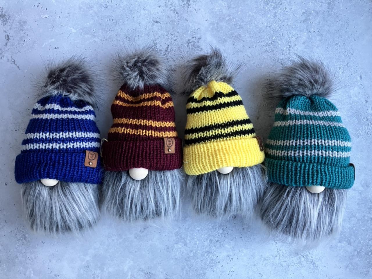 Stripey wizard house gnomes