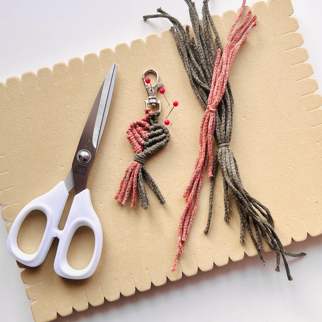 Handmade macrame two colour heart key chains