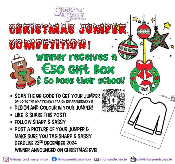 Christmas Jumper Competition. Winner receives a €50 gift box and so does their school