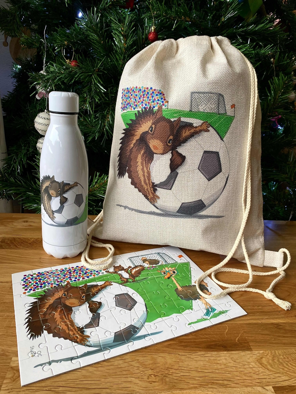 Puzzle Gourde Sac motif foot écureuil