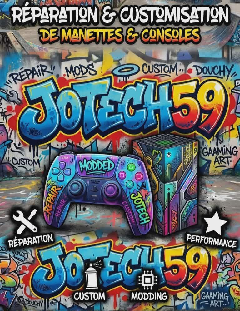 jotech59 réparation vente custom modding de manettes et consoles à Douchy les mines et dans la France entière