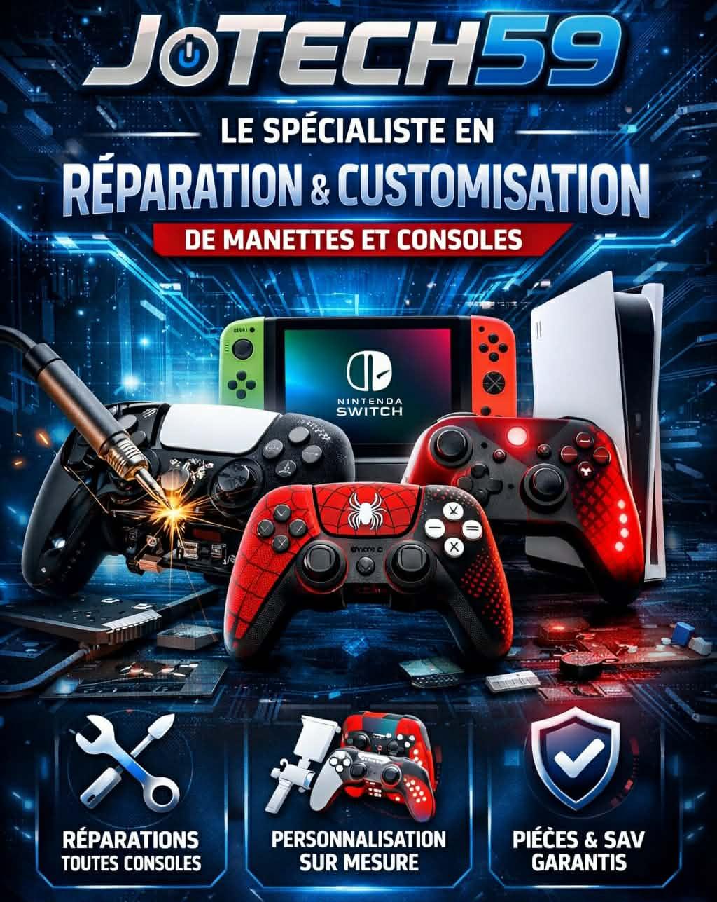 jotech59 votre spécialiste ne réparation et customisation de manettes et de consoles dans le nord