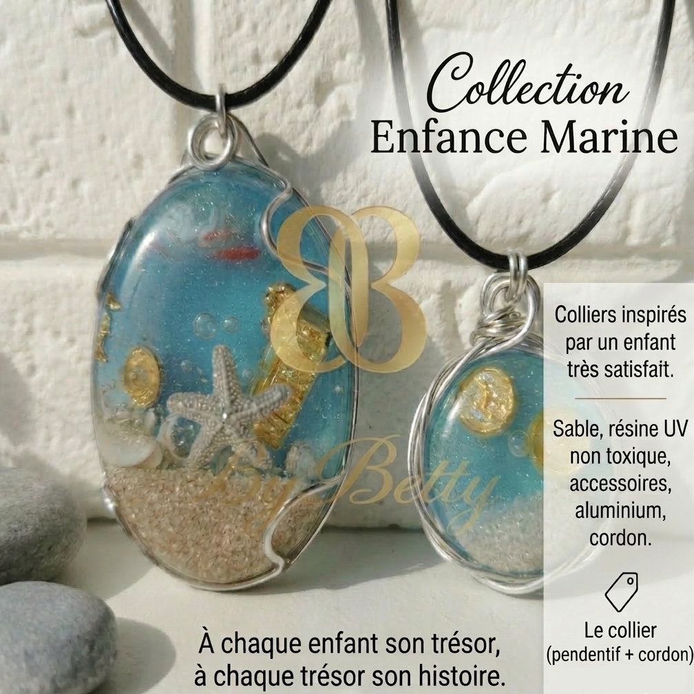 Collier enfant, résine, accessoires, océan, couleurs tout y est pour créer le bijou rêvé pour votre enfant. BB By Betty BBByBetty bbbybetty @bbbybetty