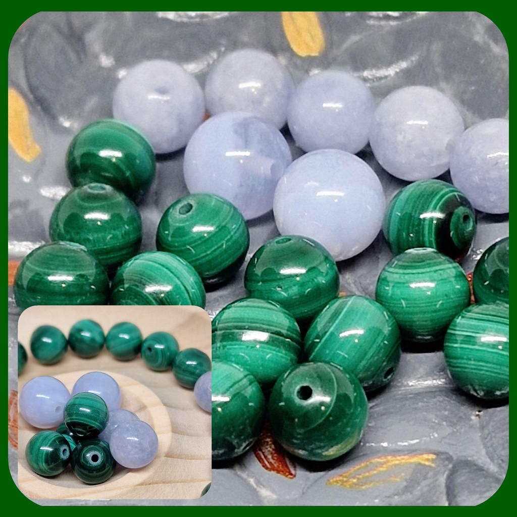 Malachite et Calcédoine ou Aigue marine