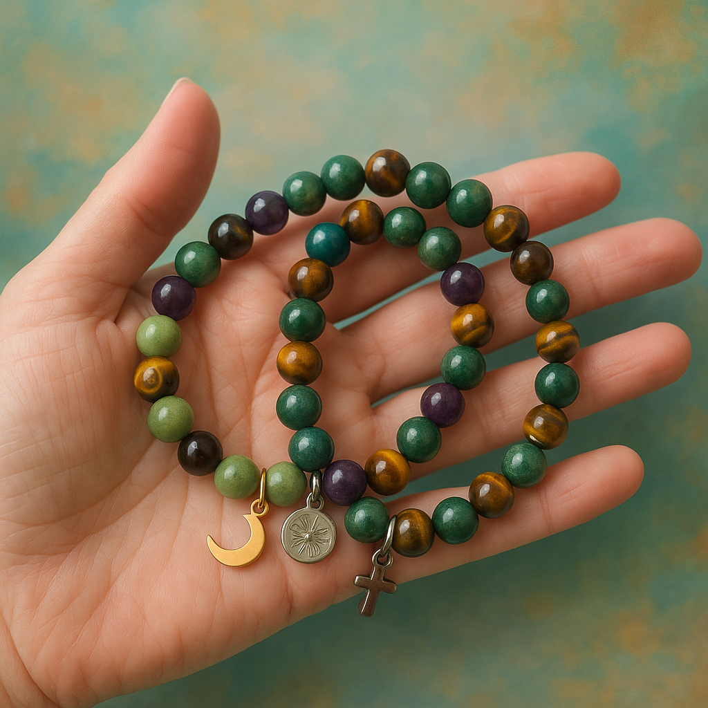 Créatrice de bijoux en pierres naturelles Minéralâme à Gauchy – bracelets artisanaux et lithothérapie.