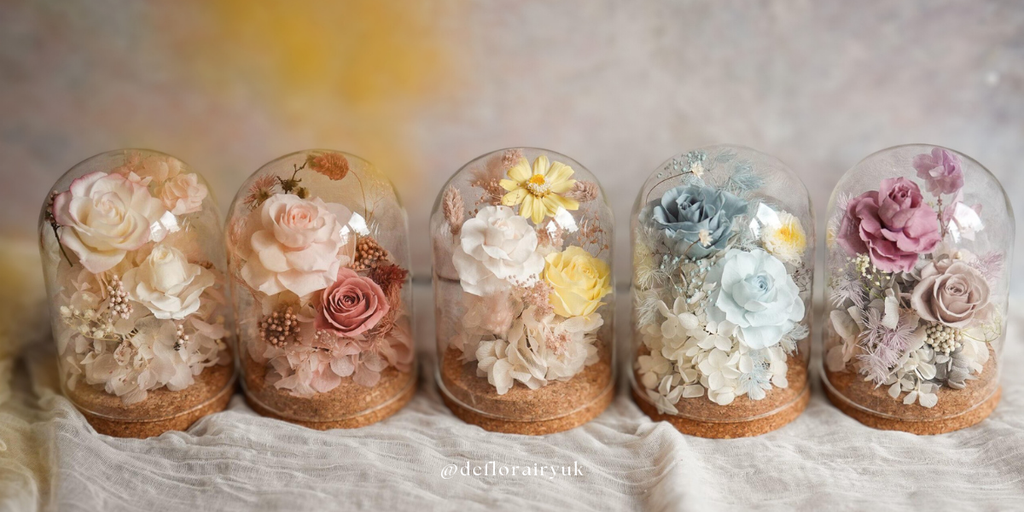 Explore Our "No watering. No wilting. Just lasting beauty." Preserved flower domes  