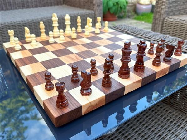 Maple & Walnut Chess Board Handcrafted at Made in Hadfield.