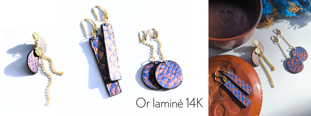 or laminé 14K goldfilled cuir marin bijoux haute fantaisie