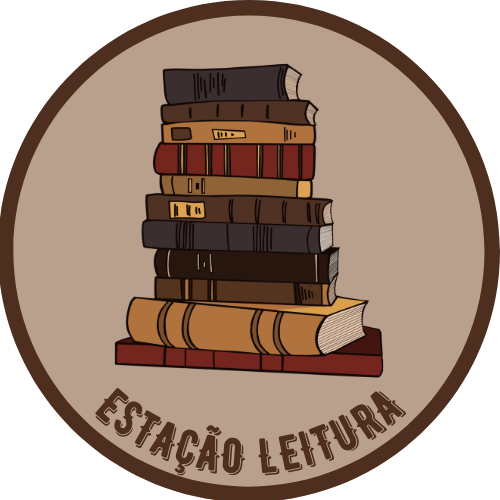 Pilha de livros coloridos com o escrito "ESTAÇÃO LEITURA".