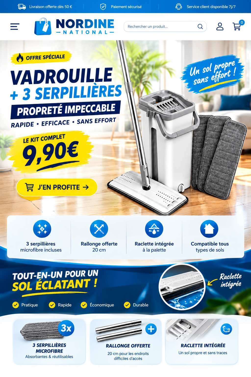 Découvrez le Pack Ménage By Nono, le balai plat multifonction qui va transformer votre façon de nettoyer. Conçu pour les personnes qui veulent un intérieur impeccable sans effort et sans se salir les mains.