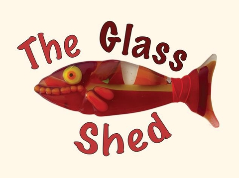 The Glass Shed Worth logo of a red fish and 