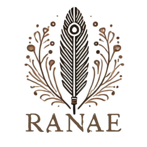 Logo Plume et végétaux; caractère ancestral inspiré de traditions amérindiennes.