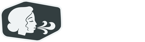 Logo représentant une femme qui souffle du vent. Le titre du site "L'atelier du Zephyr" se trouve sur la droite.