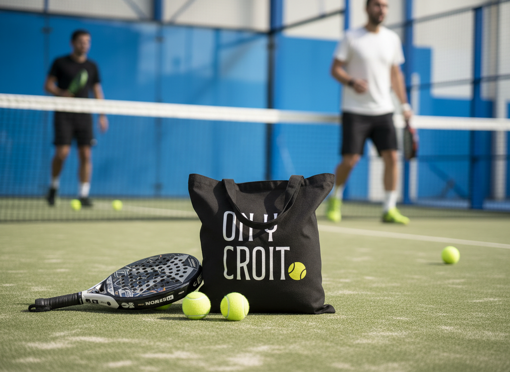 sac en coton de couleur noir pour les affaires de padel