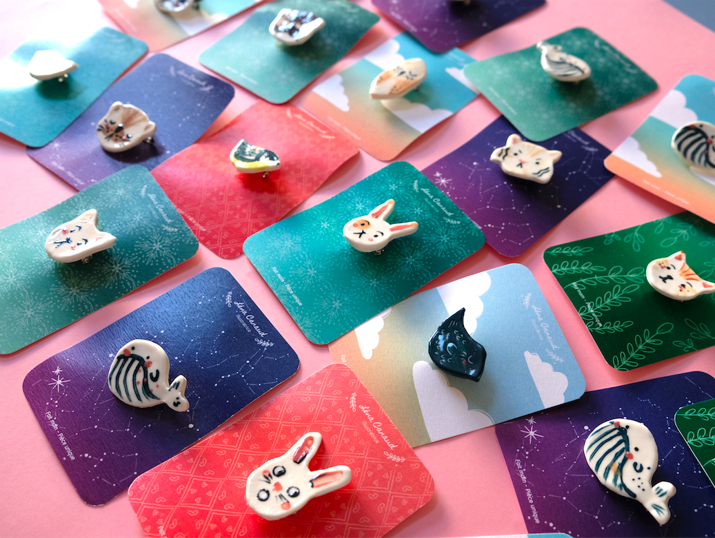 Broches artisanales en céramique
