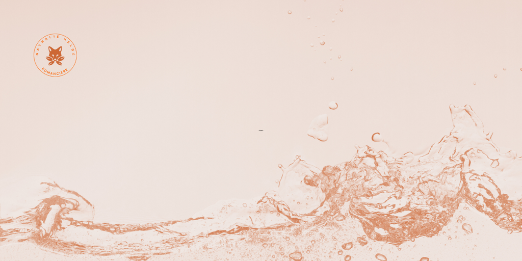 De l'eau dans les tons orangés pour illustrer l'univers littéraire de Nathalie Heldé. 